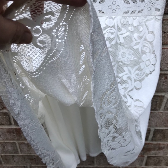 TOPSHOP Ivory/Cream Short Sleeve Floral Lace Dress | M - Picture 9 of 16